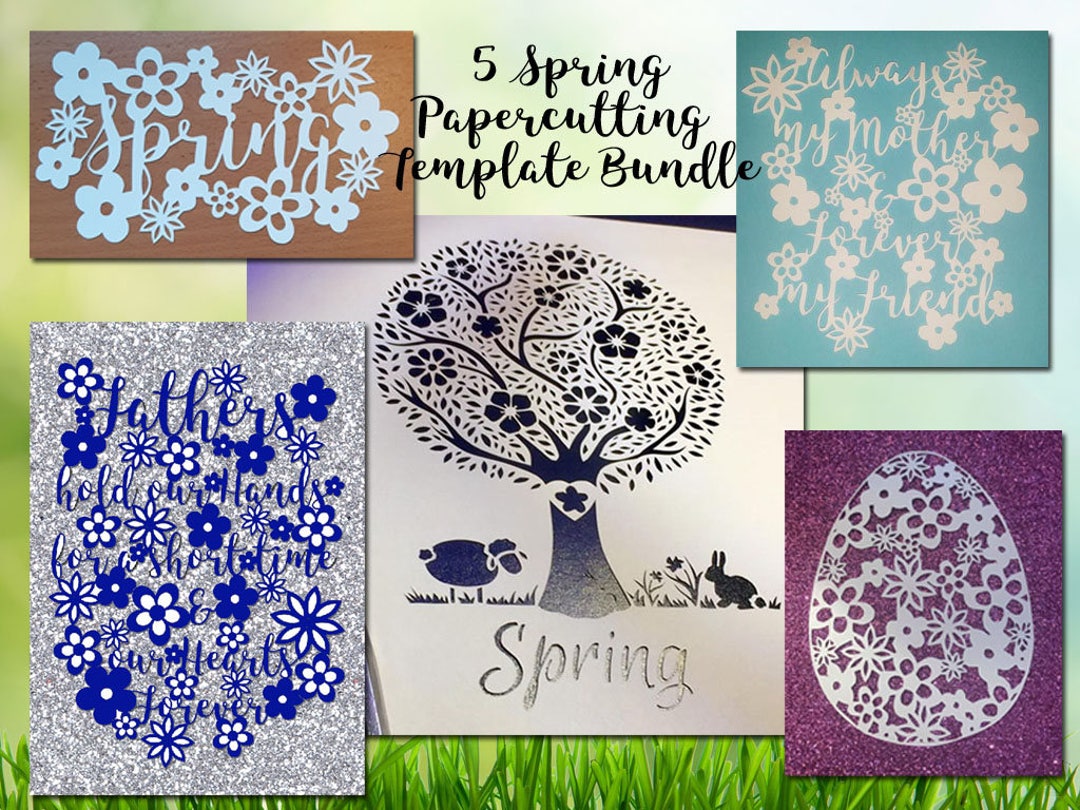 5 Spring Flower Papercutting Templates Including Commercial License - Etsy