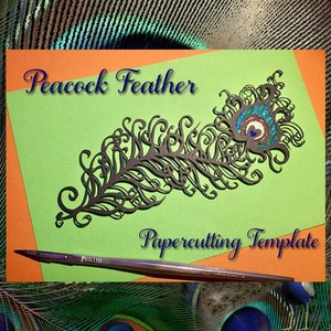 Peacock Feather Papercuting Template -pdf/jpeg/psd perfect for resizing -Commercial Rights - Instant Download