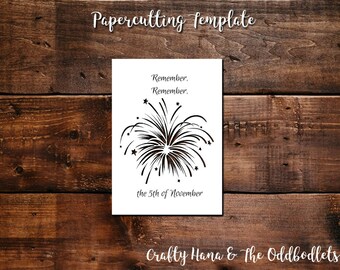 Papercutting Template - Fireworks - JPEG/PDF files - Easy to resize - Commercial Rights included Instant Download DIY Craft File Cheap