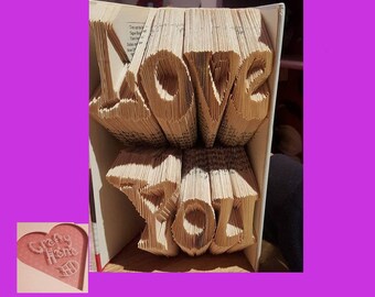 Book Folding Pattern - Love You -  333 Folds, Cut Multiliner - Full Instructions included - Pattern #547