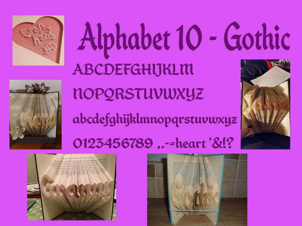 Book Folding Pattern - Alphabet 10 - Gothic - PDF - Full Alphabet Patterns - Instant Download