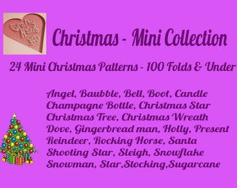 Book Folding Pattern - Christmas - Mini Collection - 24 patterns - 100 folds and under - Measure, Mark & Fold