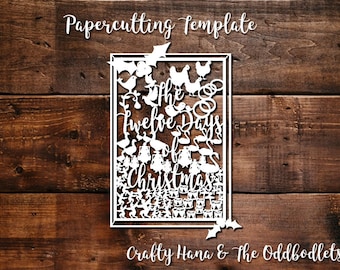 Papercutting Template - The 12 Days of Christmas - JPEG/PDF files - Easy to resize - Commercial Rights included - Template 242