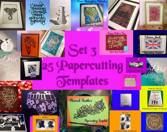 SET THREE - 25 Papercutting Templates including Commercial License