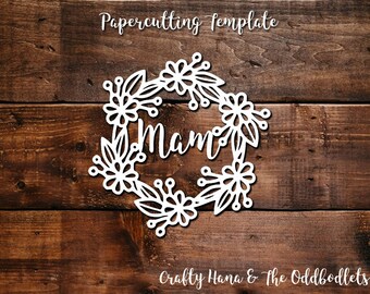 Papercutting Template - Mam Flowerring - JPEG/PDF files - Easy to resize - Commercial Rights included Instant Download