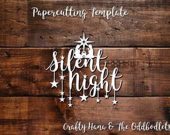 Papercutting Template - Silent Night - JPEG/PDF files - Easy to resize - Commercial Rights included - Template 239