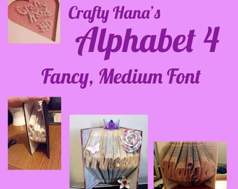 Book Folding Pattern Alphabet - ALPHABET 4 - Medium Font, fancy font - PDF - Instant Download