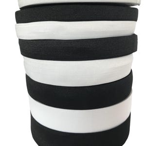 Black or White Woven Elastic: Soft Stretch for Sewing, Crafts