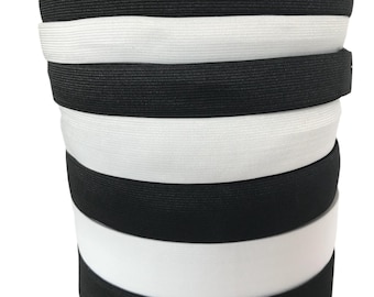 Black or White Woven Elastic: Soft Stretch for Sewing, Crafts