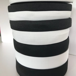 Woven Elastic | Black or White |  Flat woven |  10mm 15mm 20mm 25mm 30mm 40mm 50mm