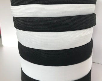 Woven Elastic | Black or White |  Flat woven |  10mm 15mm 20mm 25mm 30mm 40mm 50mm