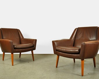 Fauteuil vintage en cuir (2) par Madsen & Schubell pour Bovenkamp 1960 Pays-Bas