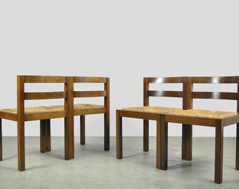 Modern vintage Dutch wengé dining chairs, 1970s