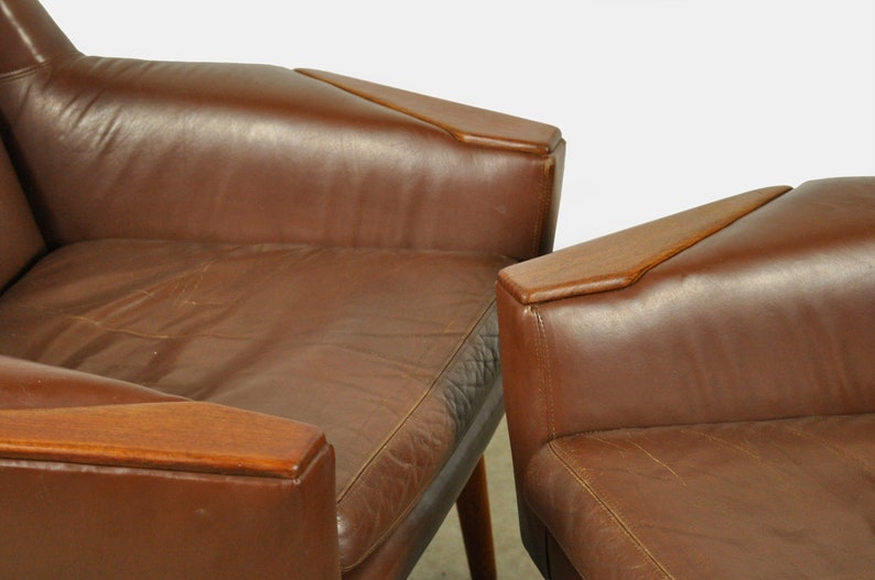 Vintage leather easy chair 2 by Madsen & Schubell for Bovenkamp 1960s Netherlands afbeelding 6