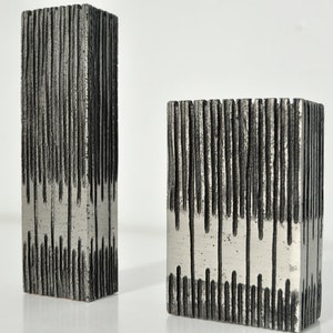 Cast aluminum brutalist vases designed by artist Willy Ceysens, 1960s