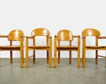 Set aus 2×2 Vintage-Esszimmerstühlen aus Kiefernholz vom schwedischen Designer Rainer Daumiller für Hirtshals Sawmills, Dänemark, 1970er Jahre