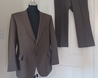 1980s Men's Brown Pinstripe Suit - "LaMar Clothes" - 42