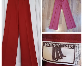 1970s Women's Polyester Blend Bell Bottoms - "Happy Legs" (S)
