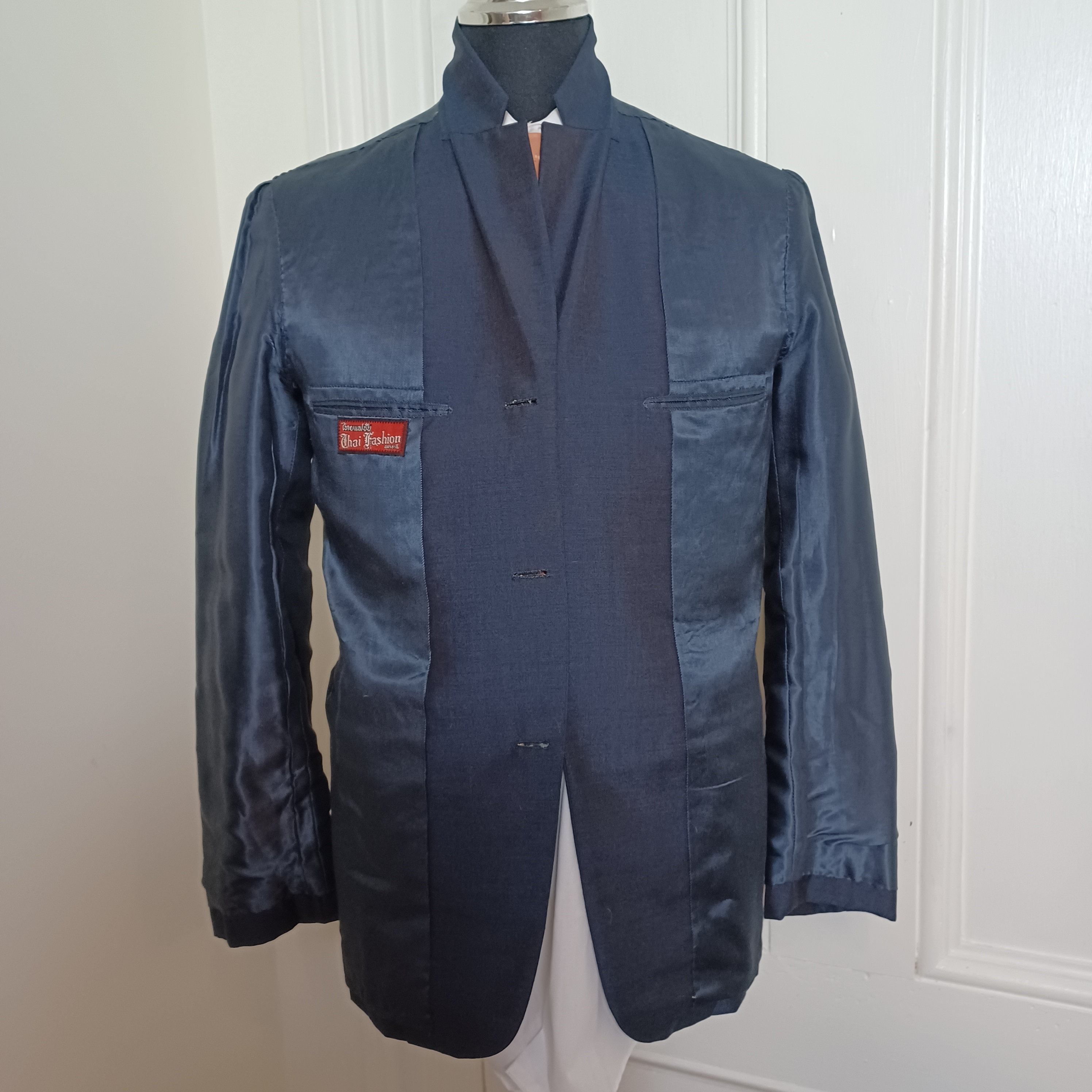 1960s Men's Blue Silk Suit Jacket - 