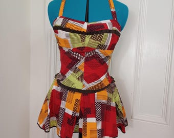 1940s / 1950s Full Skirted Swimsuit with Ruched Back  - "Cole of California" (M)