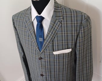 1960's Men's Plaid Cotton Sport Coat - "Sportime" (42" chest)