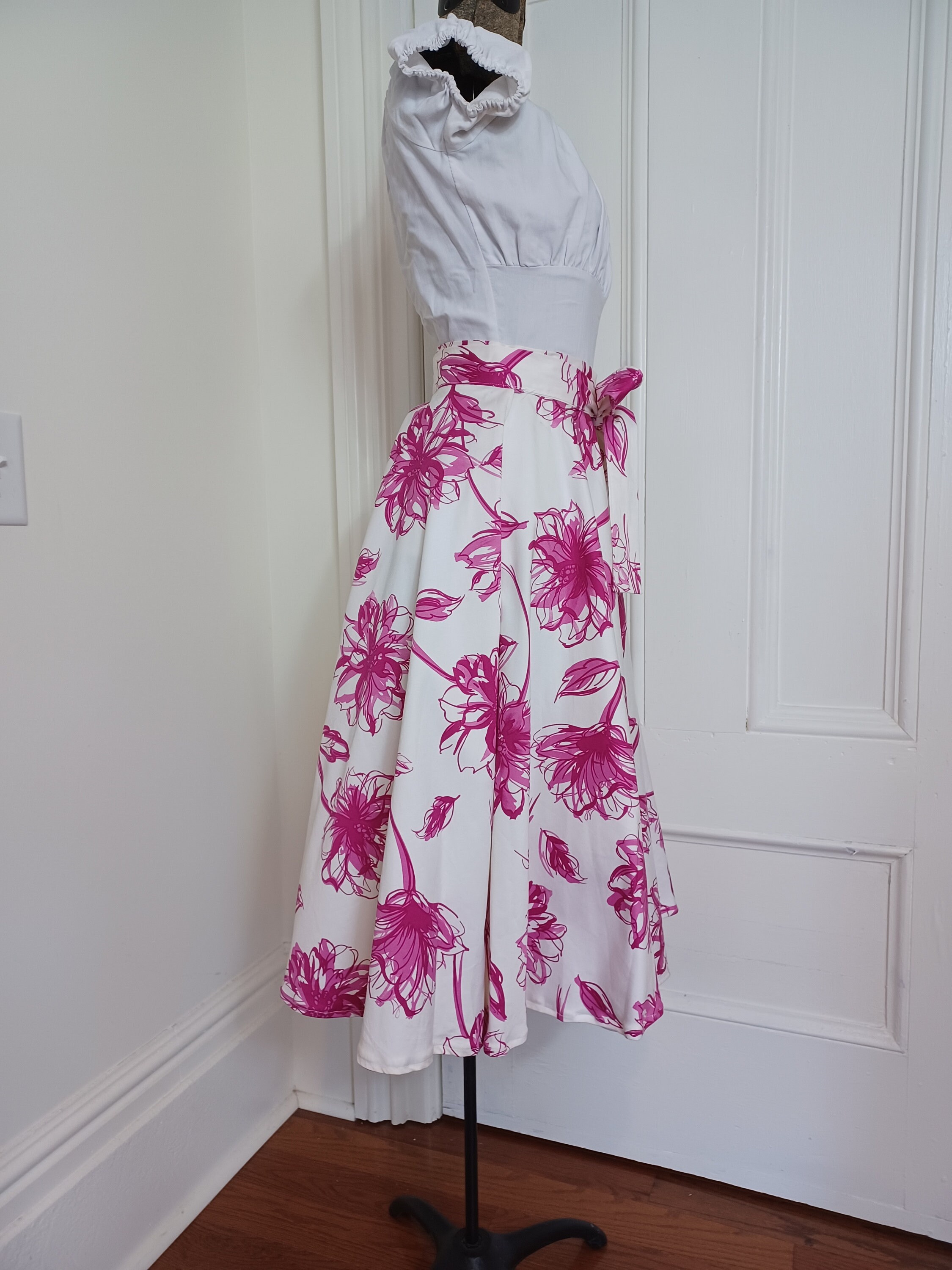 1950s Style Full Circle Wrap Skirt With Sash Ties Etsy