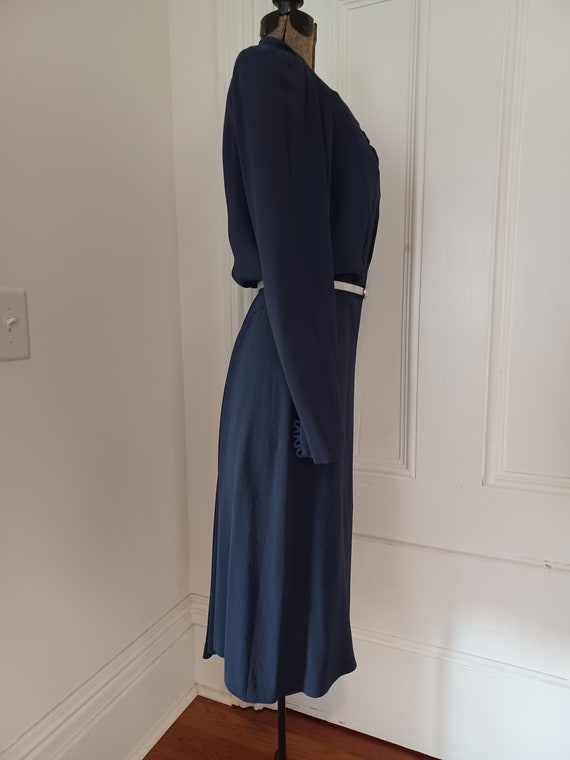 Late 1930s/Early 1940s Blue Crepe Rayon Dress wit… - image 7