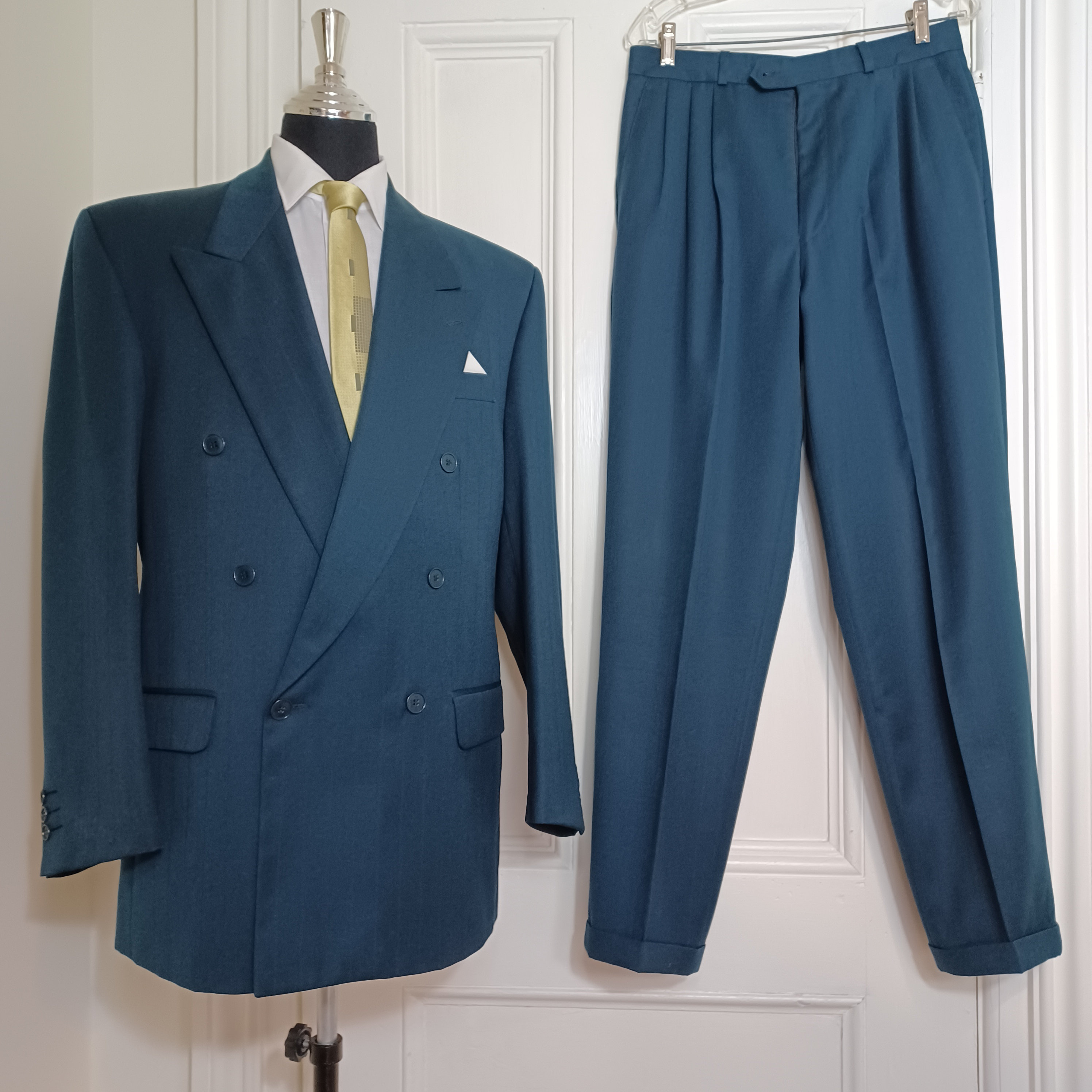 1980s Double-breasted Suit With Peaked Lapel, and Pleated