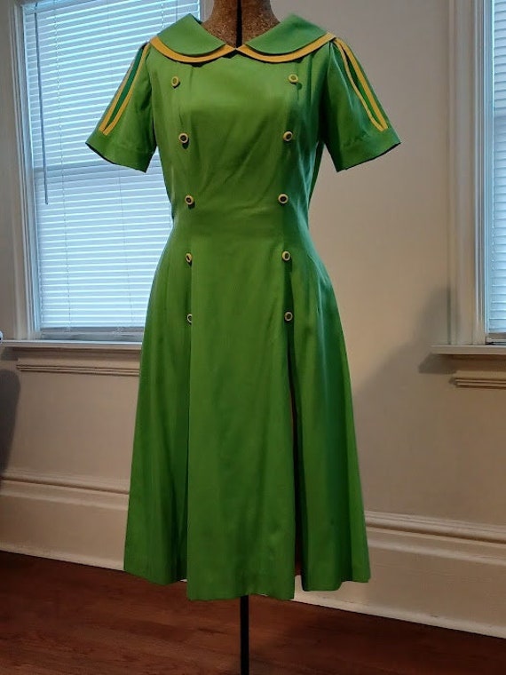 60s Mod Citrus Green and Yellow Dress