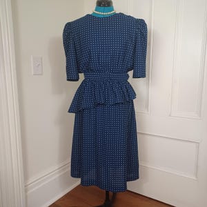 half peplum dress Womens Peplum Pencil Dress Modest Structured Work Dress with Elbow Sleeves Navy / M