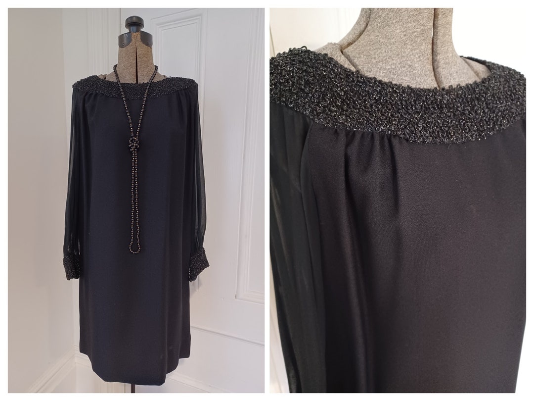 black dress shimmer Bliss Pencil – Unique Vintage Size:Size L Chic in the City Black Dresses for Women: