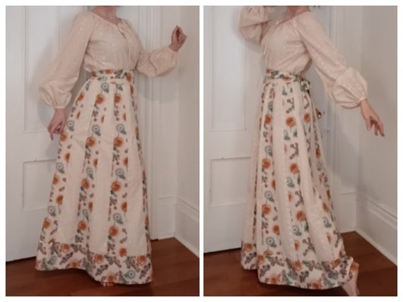 1970s Peasant Blouse and Maxi Skirt Set "Chessa D… - image 6