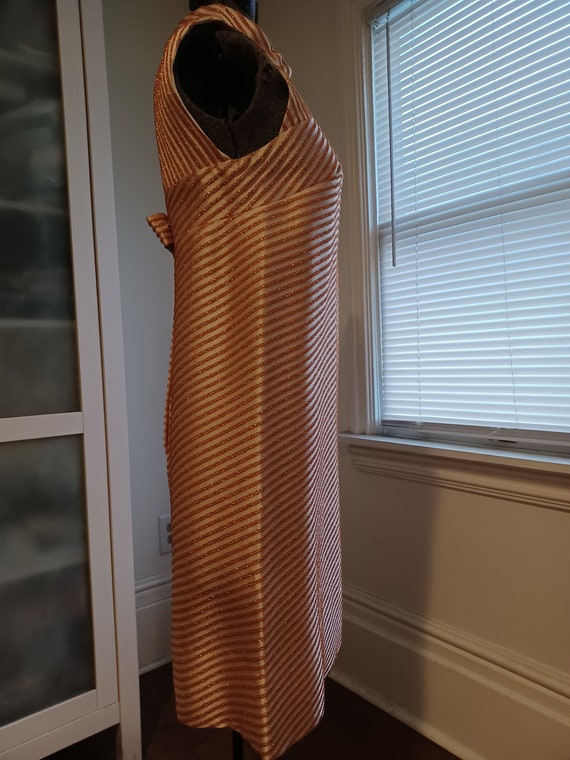 1960s Mod Gold Glitter Stripe Shift Dress - image 4