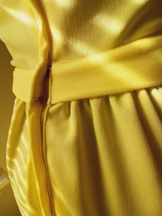 1970s Lemon Yellow Maxi Dress with Double Tie Waist - Gem