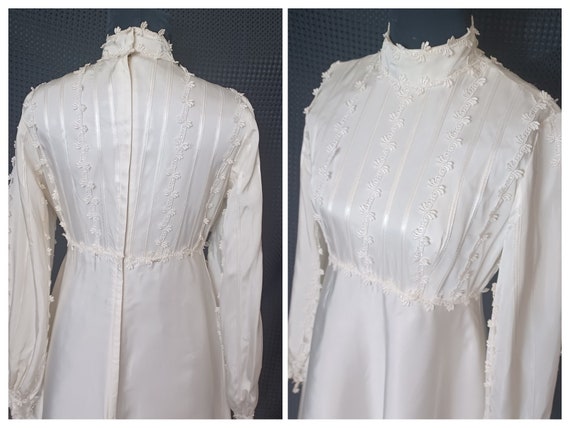 Early 1970s Empire Waist Wedding Gown with Puff S… - image 7