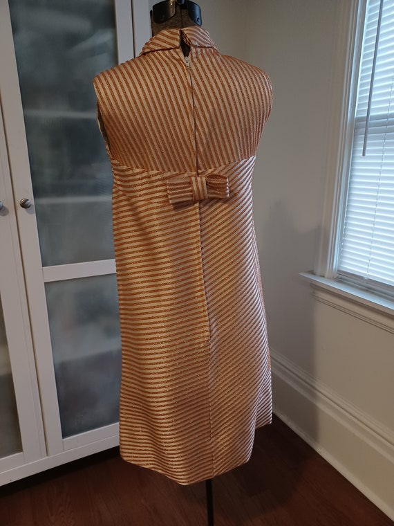 1960s Mod Gold Glitter Stripe Shift Dress - image 2