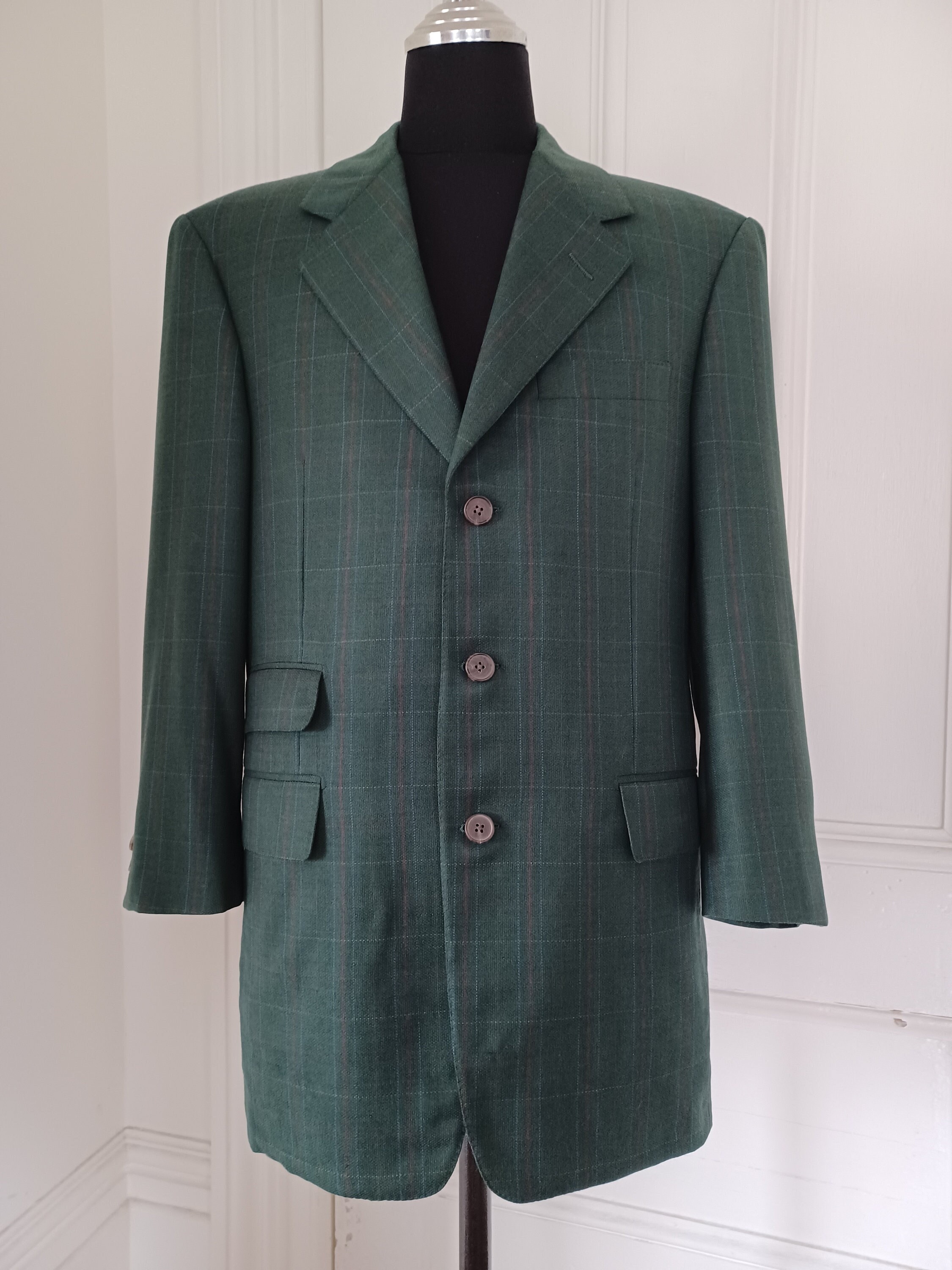 Hickey Freeman, 1990s Men's Hickey Freeman Jacket with Double Back Vent - Sz 42