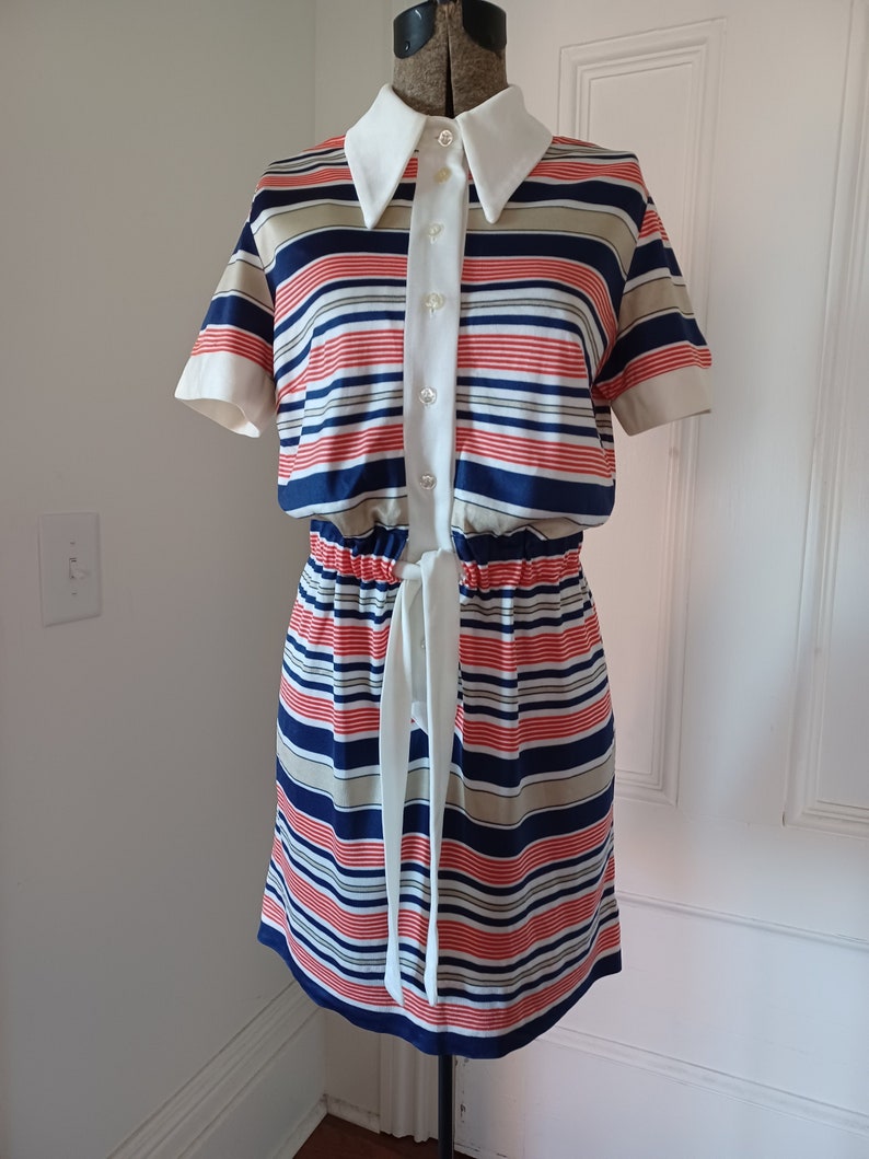 1970s Mini Dress with Dagger Collar and Tie Waist Mindy Malone image 2