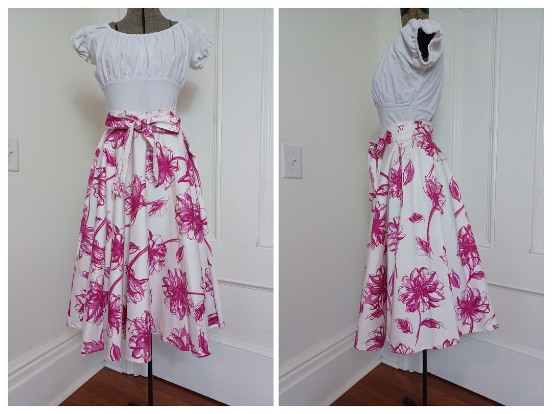 1950s Style Full Circle Wrap Skirt With Sash Ties Etsy
