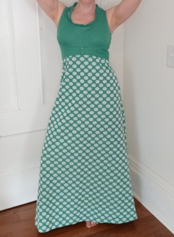 1970s Maxi Dress with Empire Waist in Swiss Dot P… - image 4