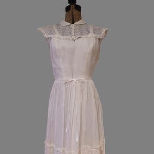 Late 40s / Early 50s Sheer Lacy White Day Dress &quot;Saba of California&quot;