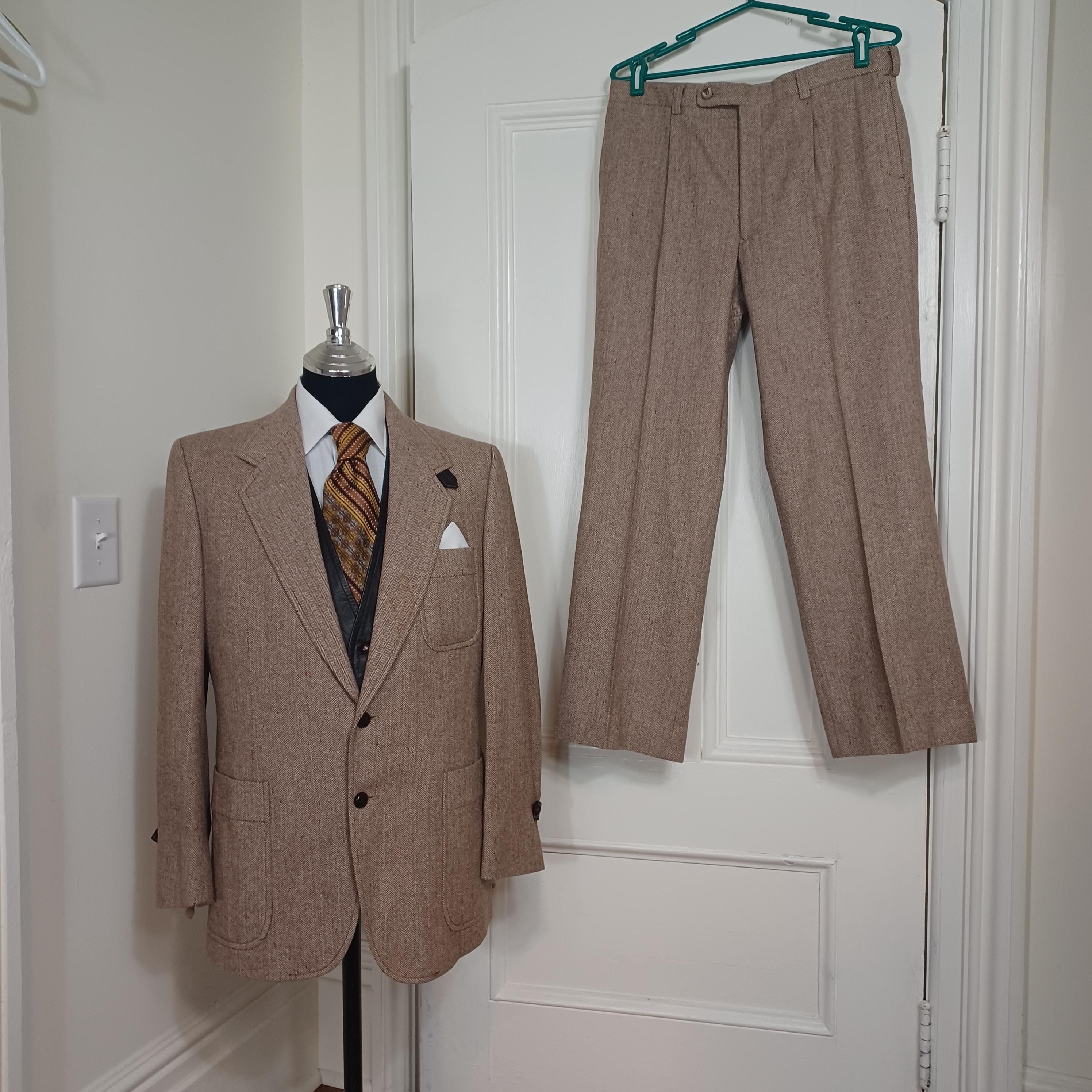 昭和レトロ 日本製 70s ヴィンテージ メンズスーツ シングル ブラウン