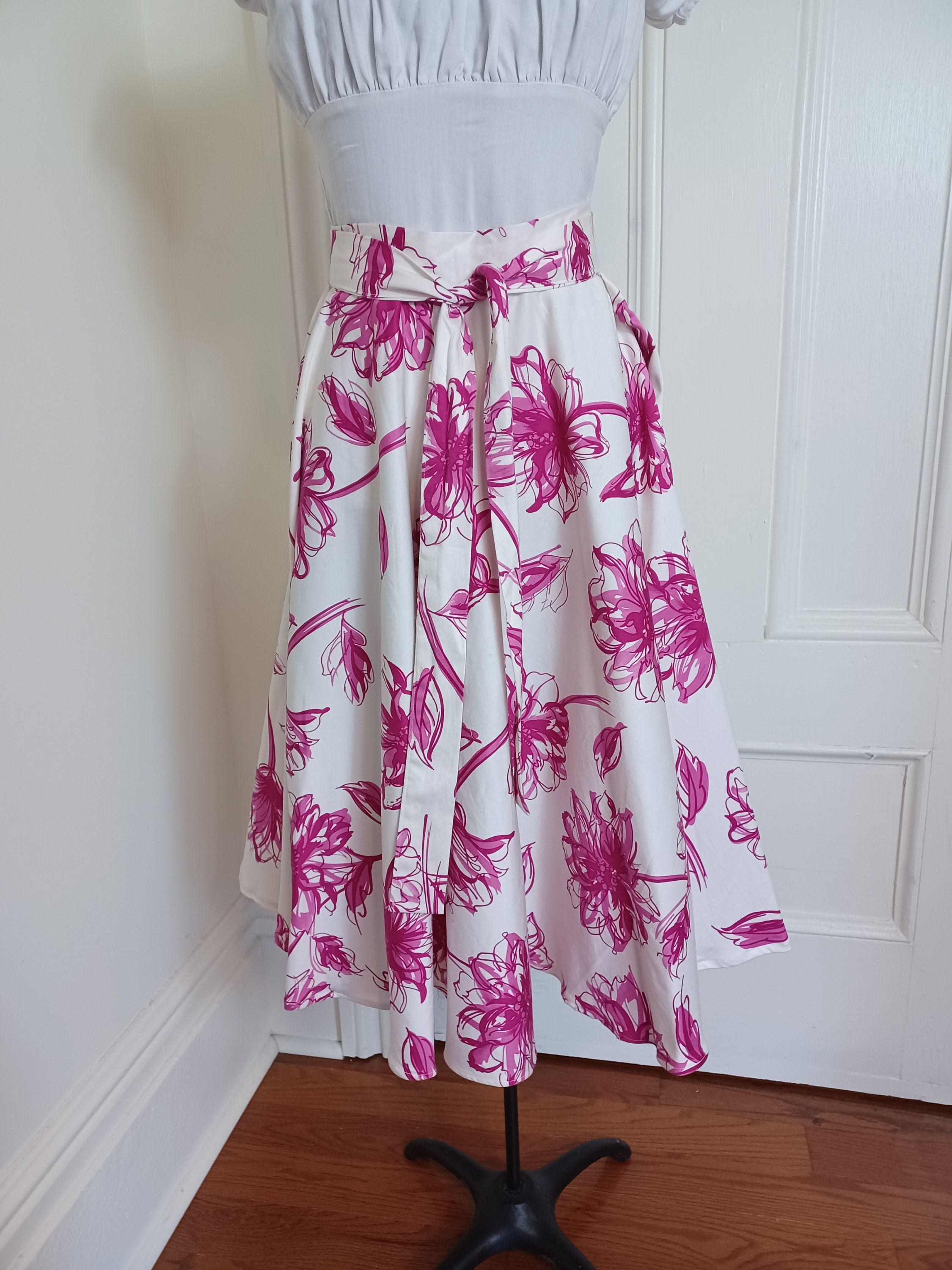 1950s Style Full Circle Wrap Skirt With Sash Ties Etsy