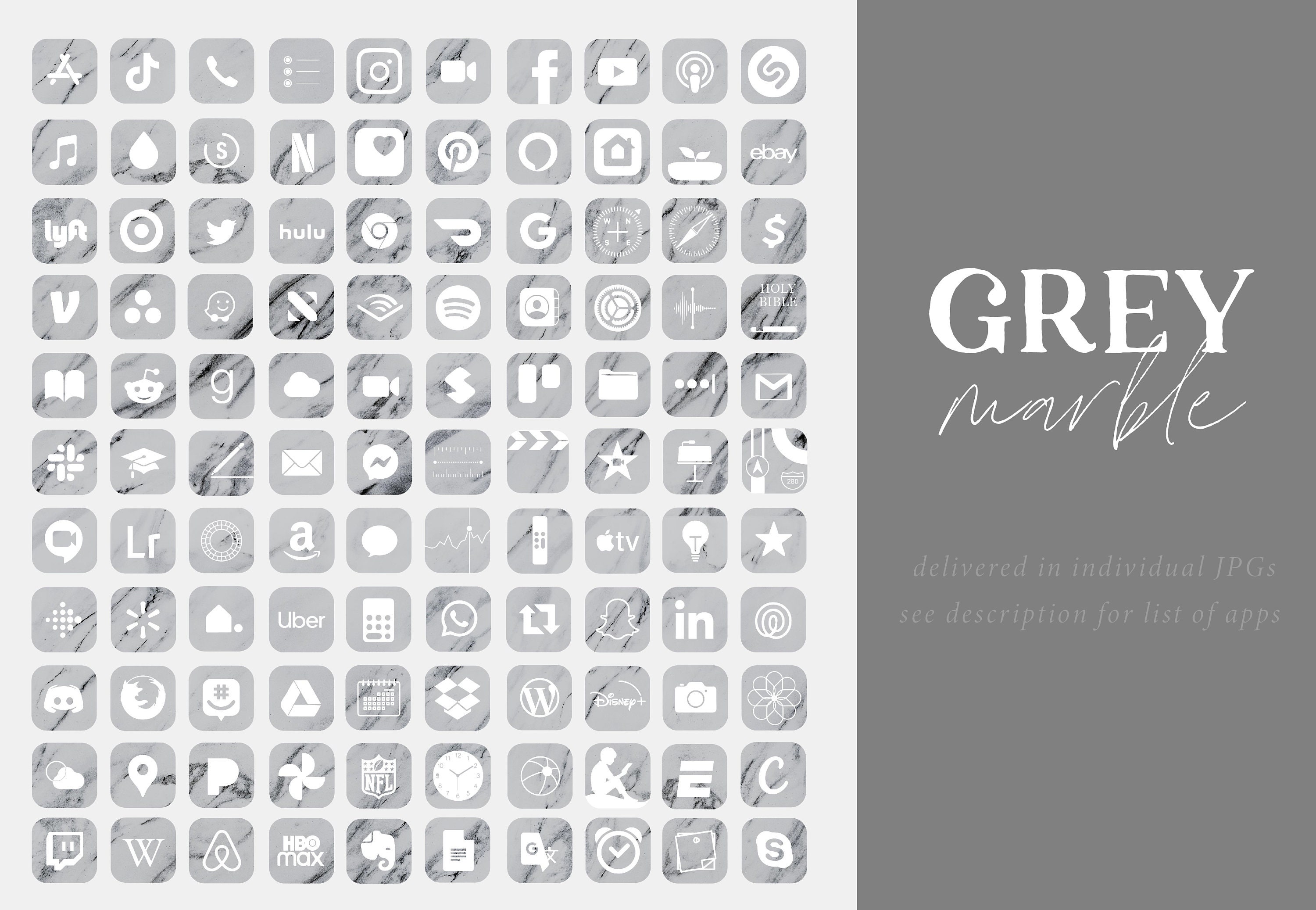 550 Icons MEGA Marble Ios iPhone Apps | Black, White, Grey, Blue, Pink ...