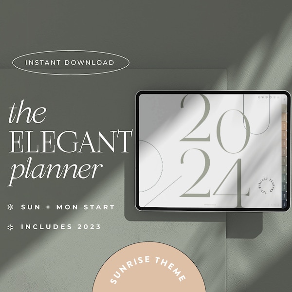 Planificateur numérique Goodnotes 2024, Notabilité | iPad et tablette | Ce planificateur de fille | Minimaliste Moderne Horizontal | Daté | Le planificateur élégant