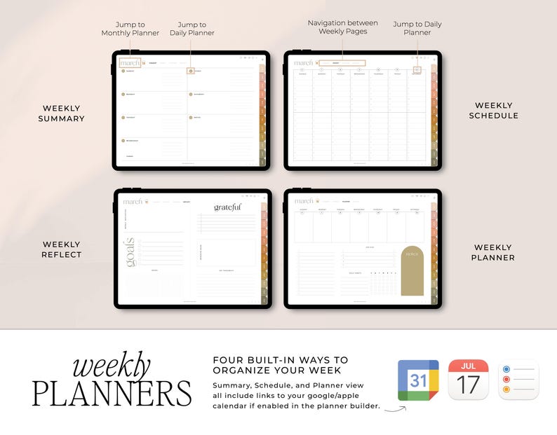 2026 2027 Digital Planner for Goodnotes, Noteshelf, Xodo, Notability | The Elegant Planner, Dated, Horizontal, iPad & Samsung image 5