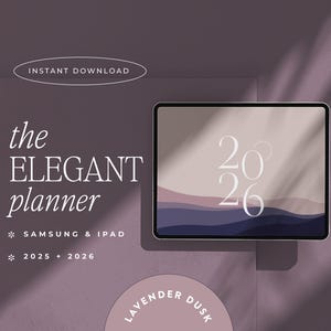 2026 Digital Planner for Goodnotes, The Elegant Planner, Lavender Theme, Dated, Horizontal, Notability on iPad, Monday Sunday Start