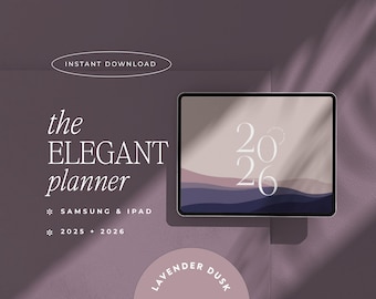 2026 Digital Planner for Goodnotes, The Elegant Planner, Lavender Theme, Dated, Horizontal, iPad and Samsung