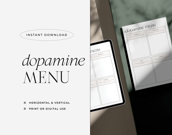 Dopamine Menu Template | ADHD Planner, Happiness Tracker (Printable, Digital)