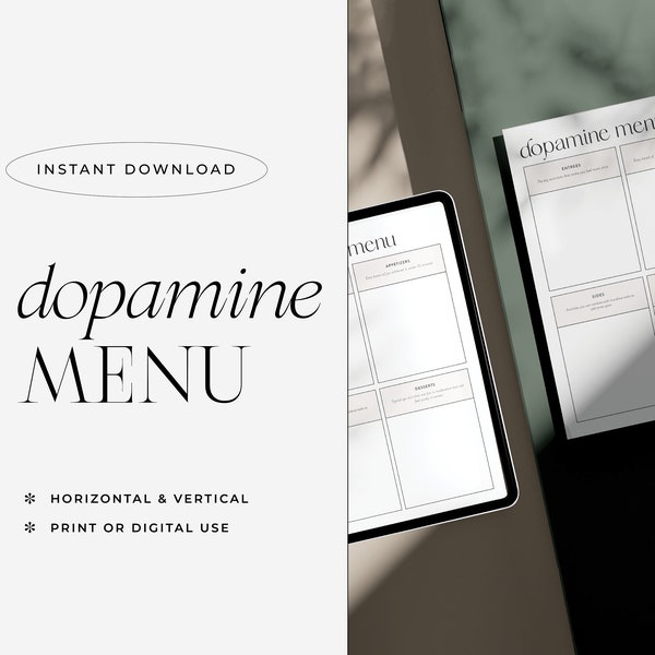 Dopamine Menu | ADHD Template | Happiness Planner | Minimalist Design | Printable, iPad, Samsung, reMarkable, Goodnotes, Notability Dopamenu